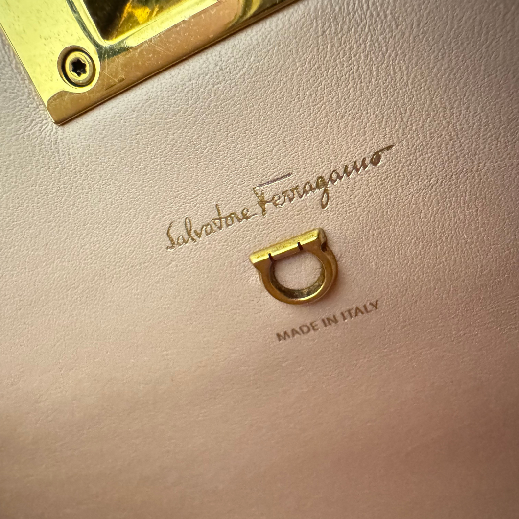Salvatore Ferragamo Studio Box Mini Tote in Black Leather