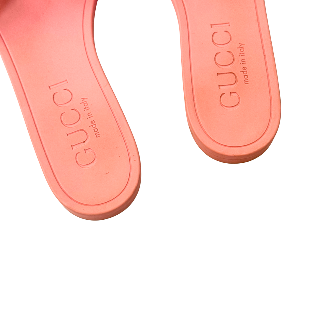 Gucci Interlocking G Slide Sandals in Pink, Size 39