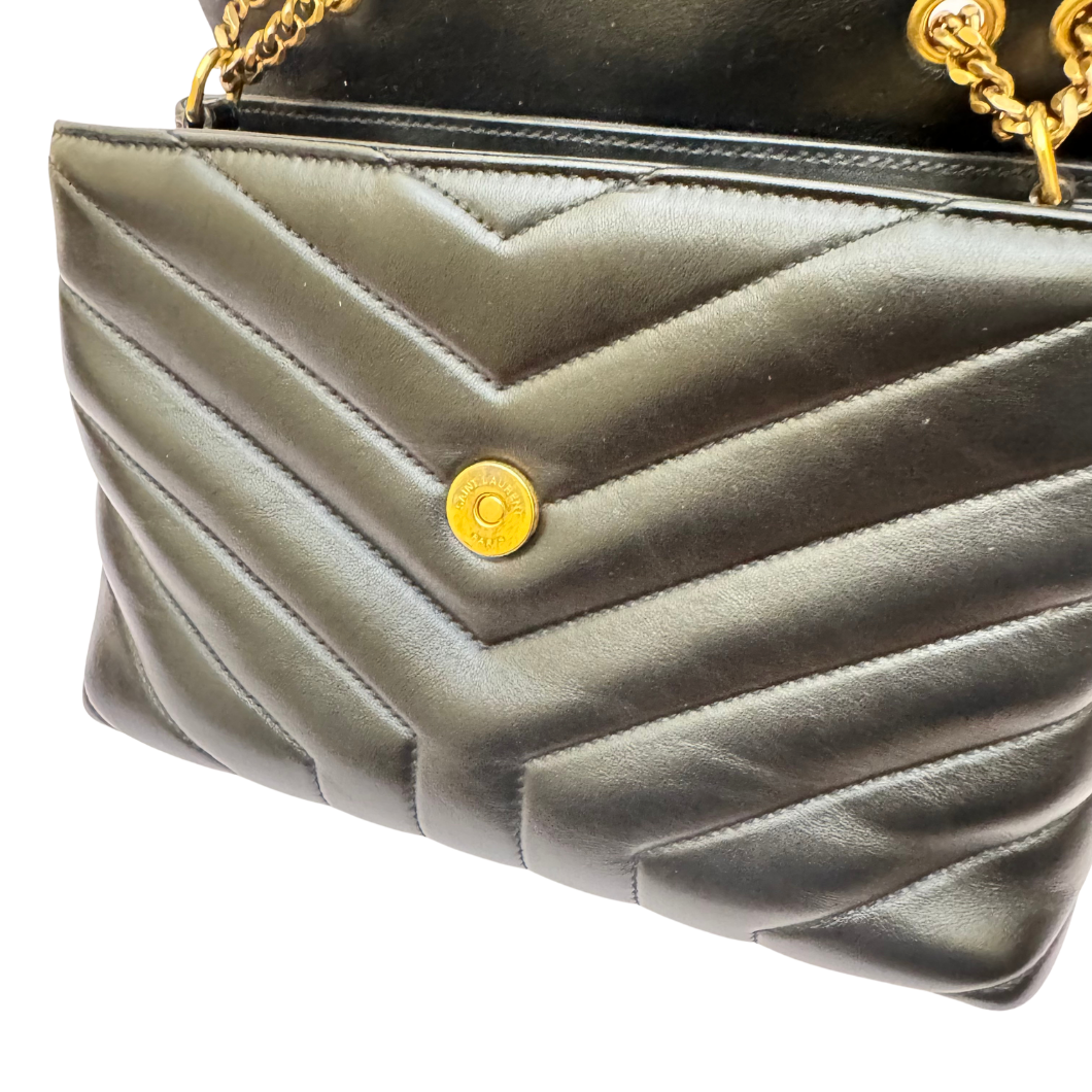 Saint Laurent Small LouLou Bag in Black Quilted Leather