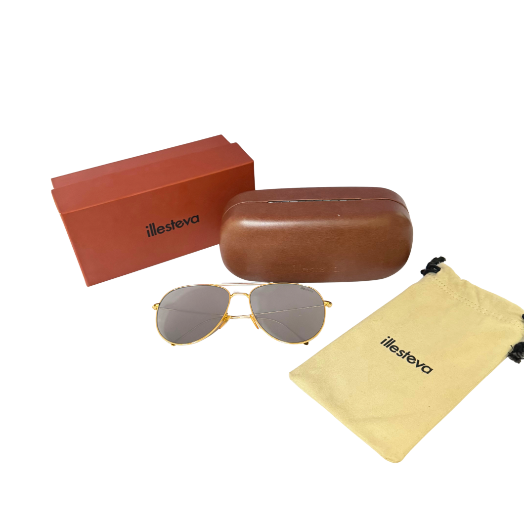 Illesteva Mirrored Aviator Sunglasses in Brown