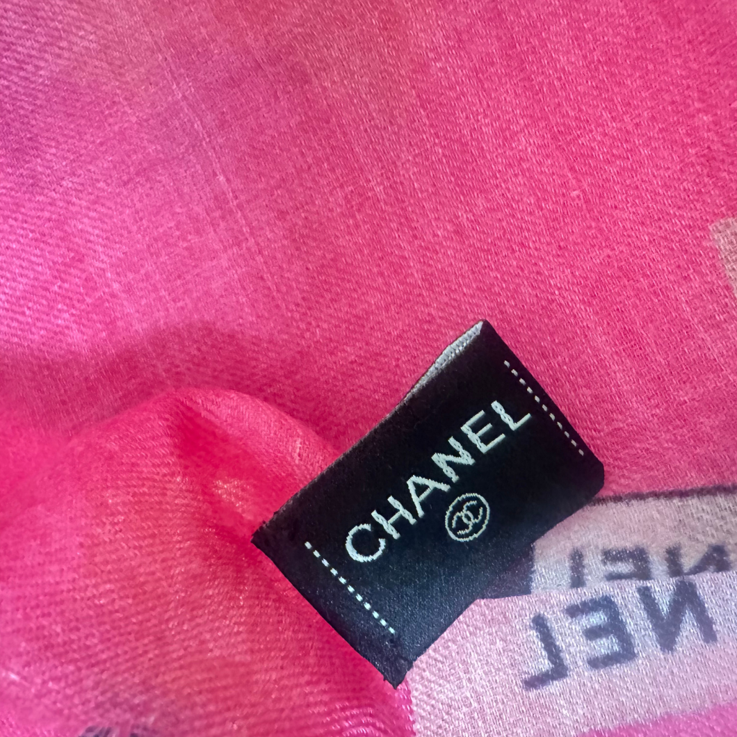 Chanel Labels Print Scarf in Pink