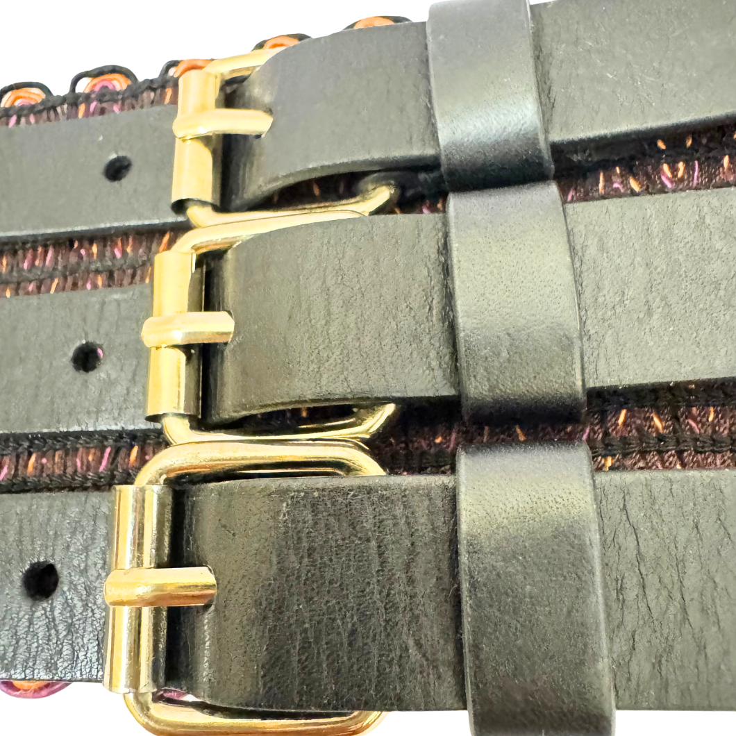 Missoni Wide Waist Belt in Black with Multicolour Trim, Size 30