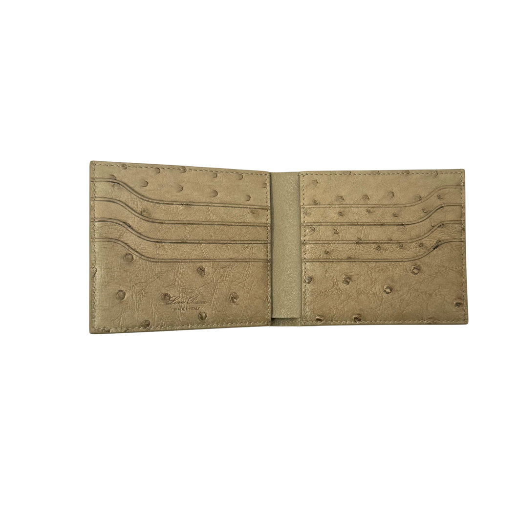 Loro Piana Bifold Wallet in Taupe Ostrich Leather