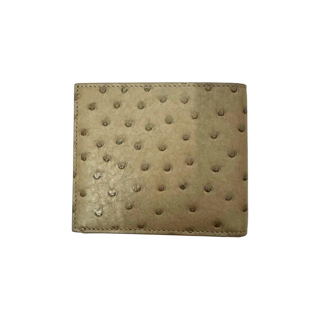 Loro Piana Bifold Wallet in Taupe Ostrich Leather