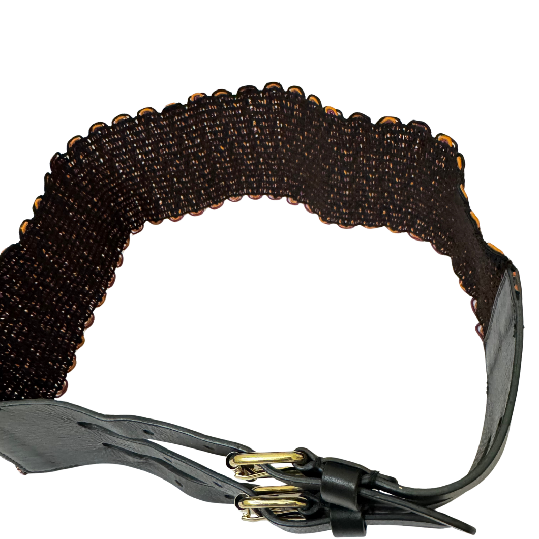 Missoni Wide Waist Belt in Black with Multicolour Trim, Size 30