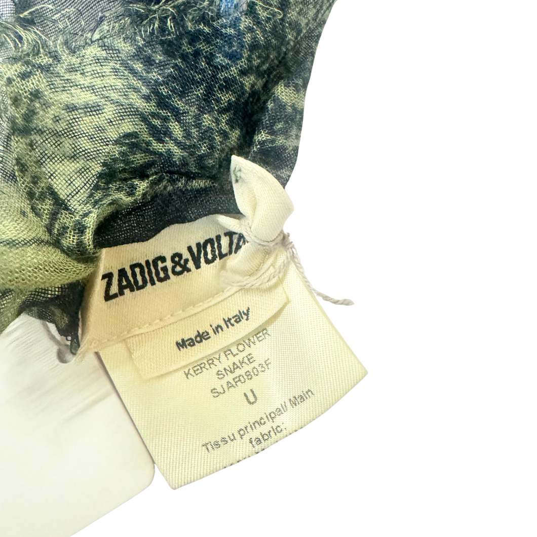Zadig & Voltaire Kerry Flower Scarf in Khaki Green