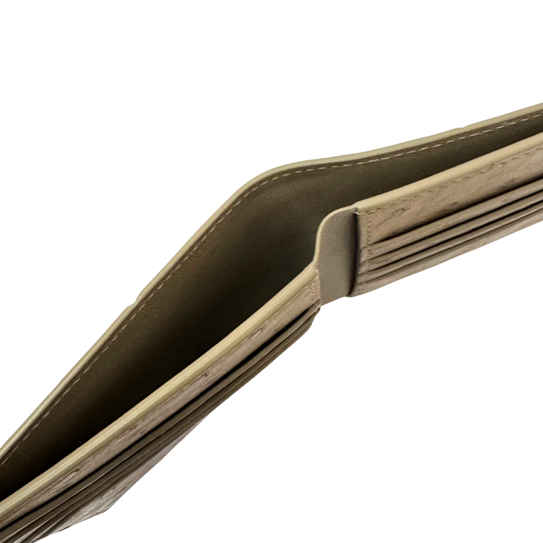 Loro Piana Bifold Wallet in Taupe Ostrich Leather