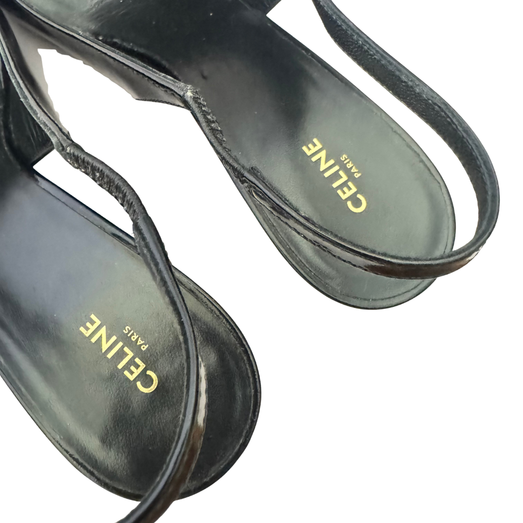 Celine Alma Triomphe Slingback Pumps in Black, Size 39