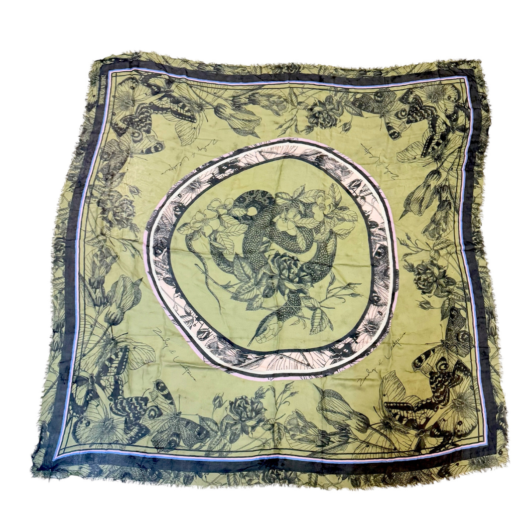 Zadig & Voltaire Kerry Flower Scarf in Khaki Green