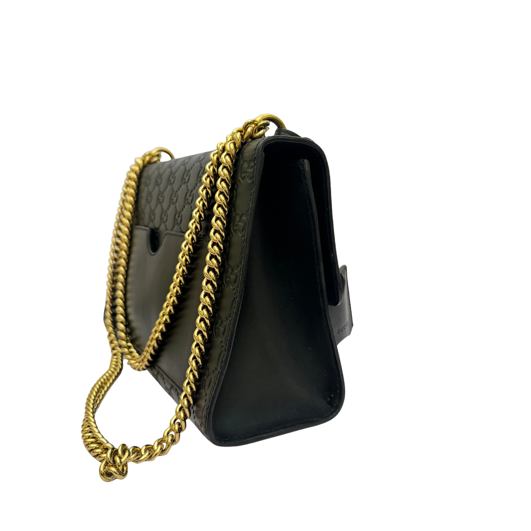 Gucci Padlock Large Shoulder Bag in Black Guccissima Leather