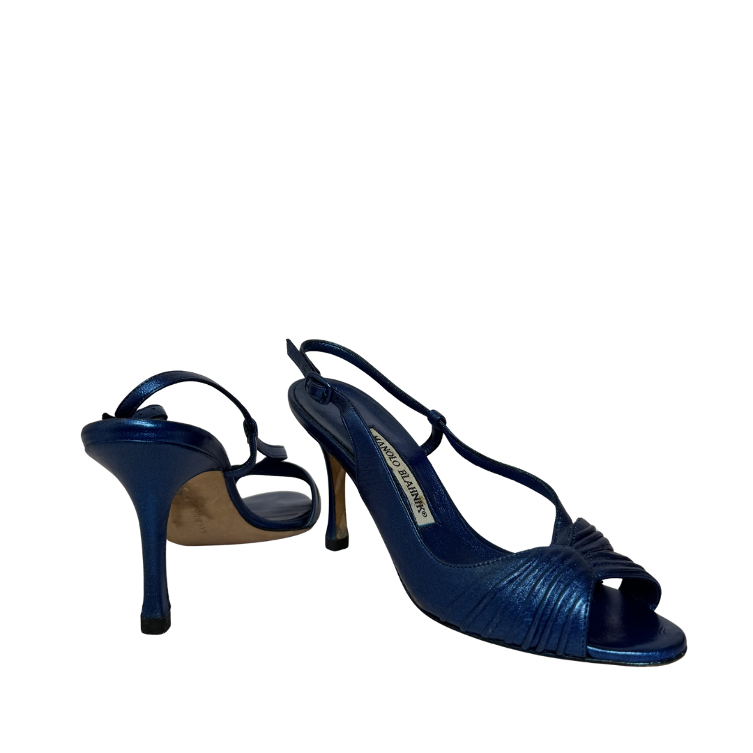 Manolo Blahnik Vierasan Pleated Crossover Strap Sandals