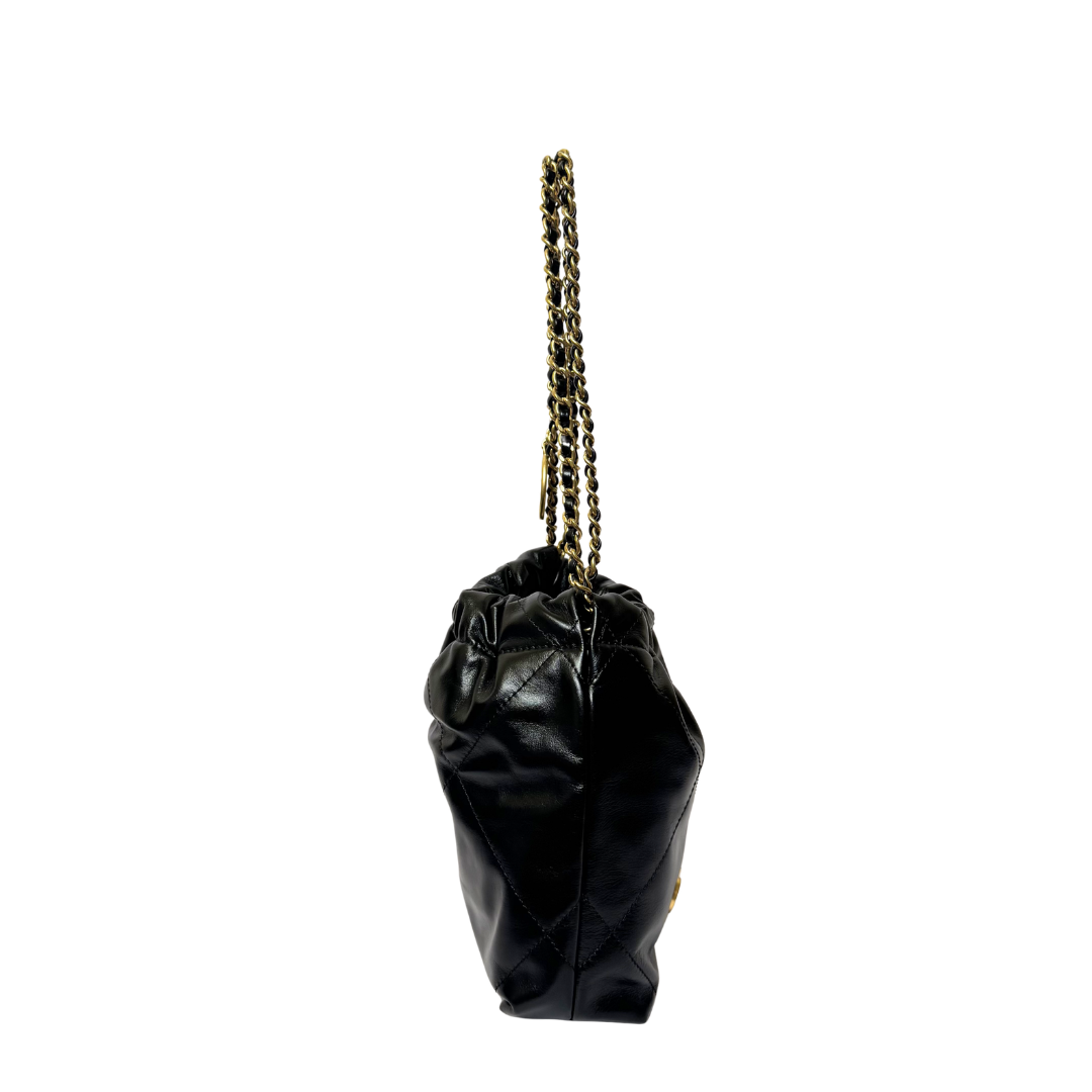 Chanel 22 Mini Bag in Black Calfskin Leather