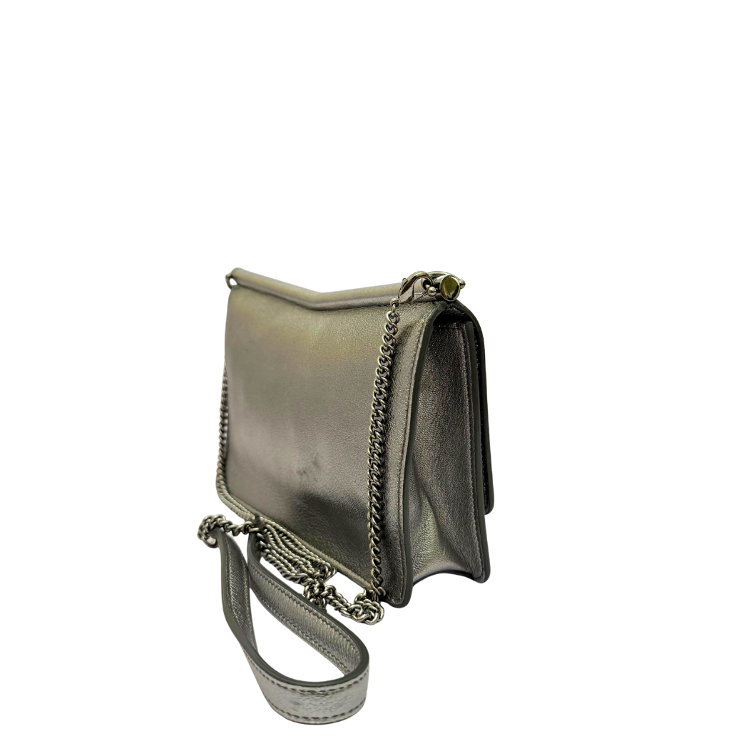 Jimmy Choo Sidney Crossbody Bag in Metallic Leather with CHOO Logo