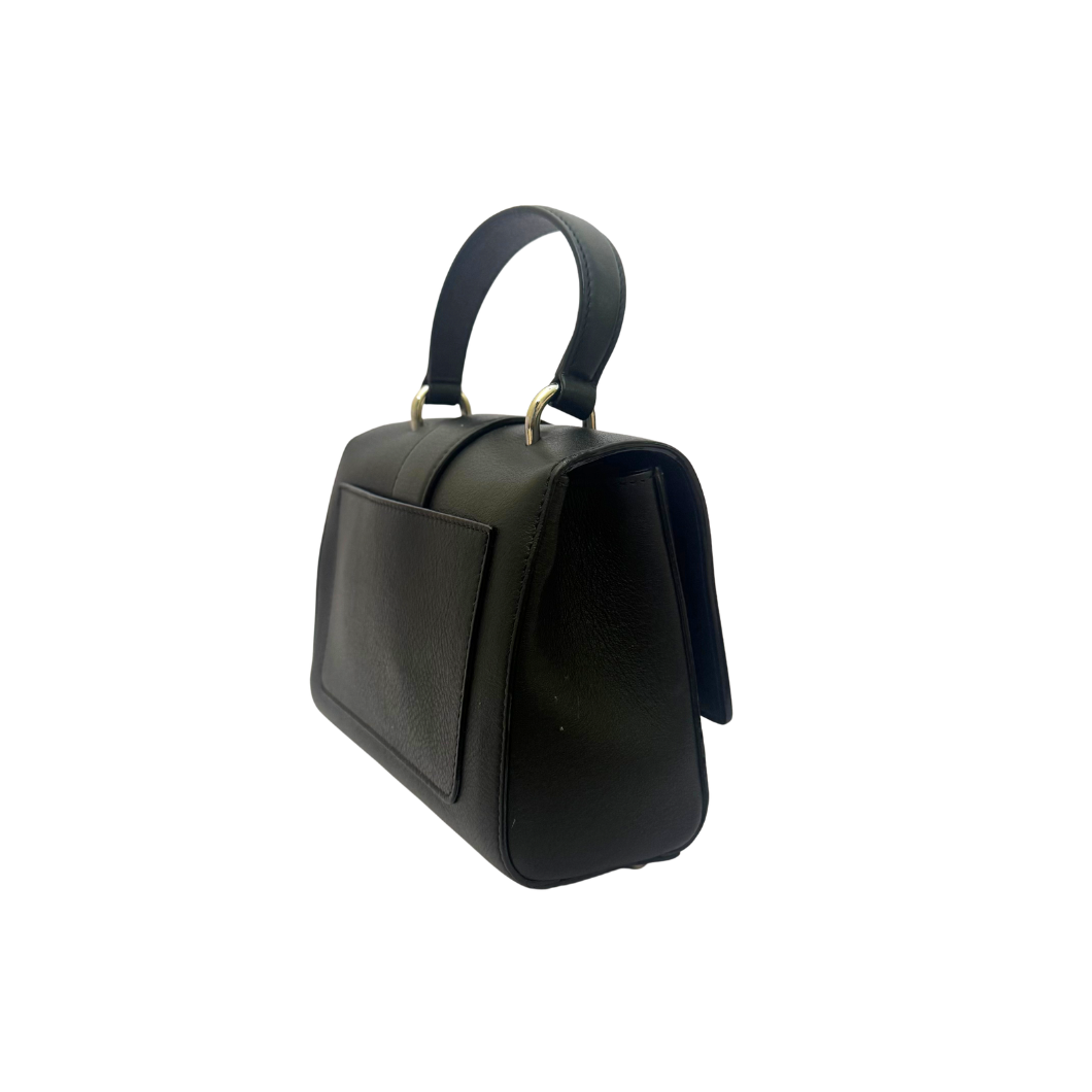 Jimmy Choo Cheri Top Handle Bag in Black Leather with Crystal Buckle