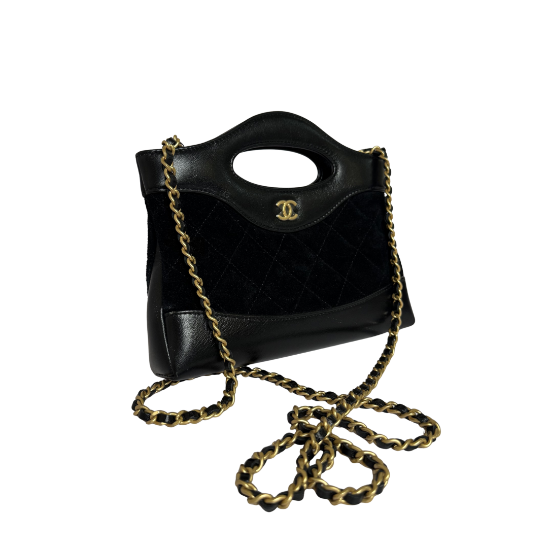 Chanel 31 Mini Shopping Bag in Black Velvet and Lambskin