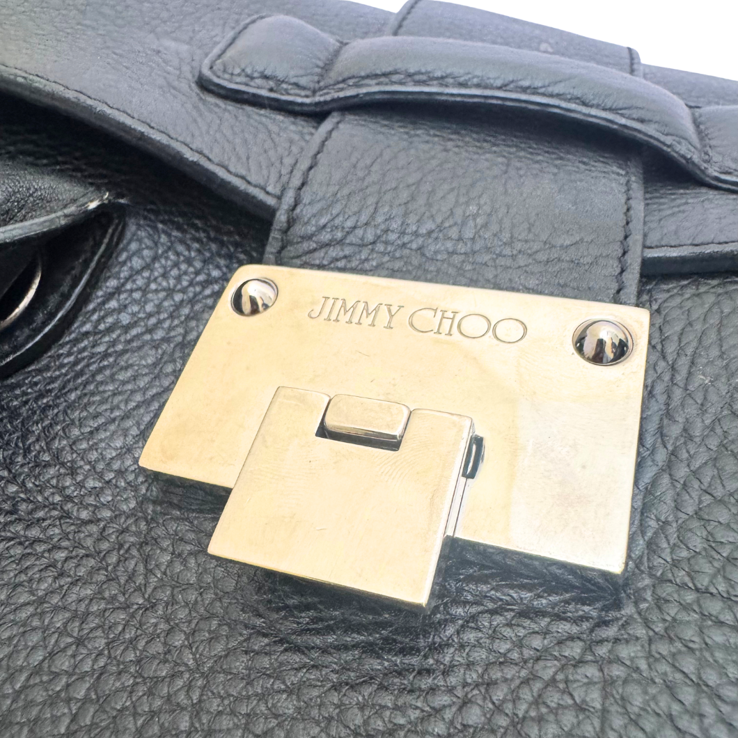 Jimmy Choo Rosalie Satchel in Black Grained Leather