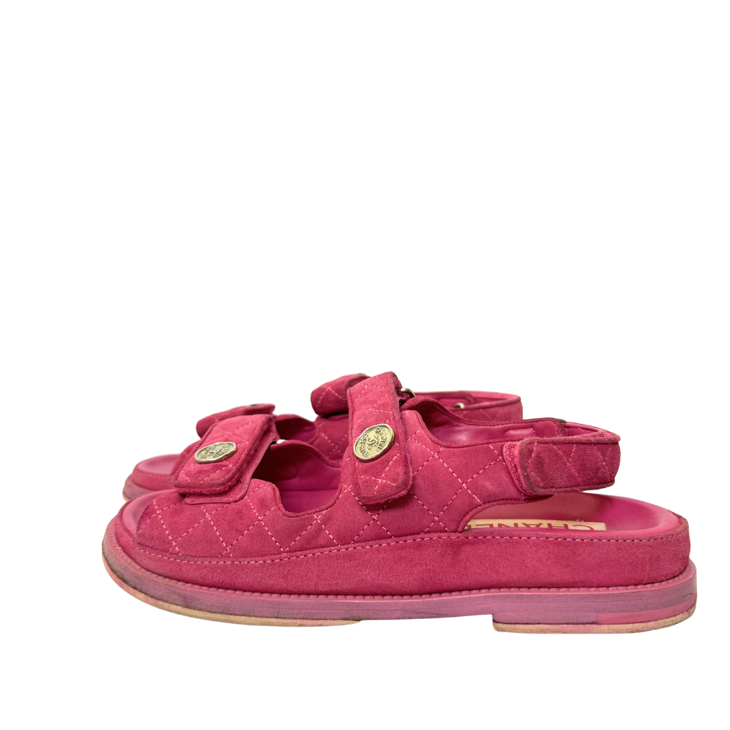 Chanel No. 5 Gate Interlocking CC Logo Flat Sandals - Size 39
