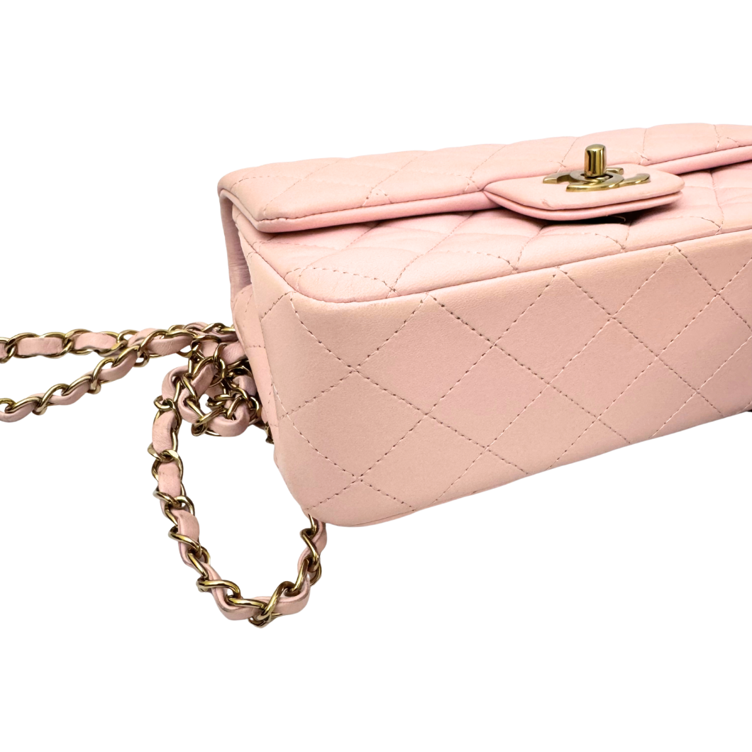 Chanel 21P Rose Dragée Mini Rectangular Flap Bag