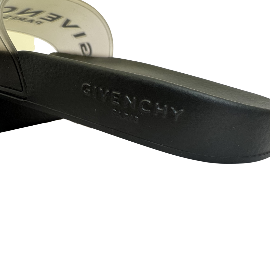 Givenchy Paris Logo Rubber Slides in Black – Size 41