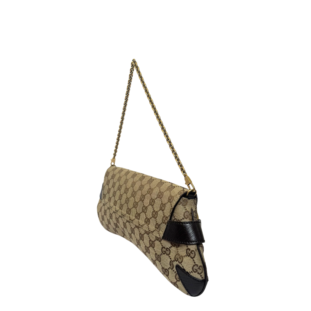 Gucci Monogram Horsebit Chain Bag in GG Supreme Canvas with Gold Hardware
