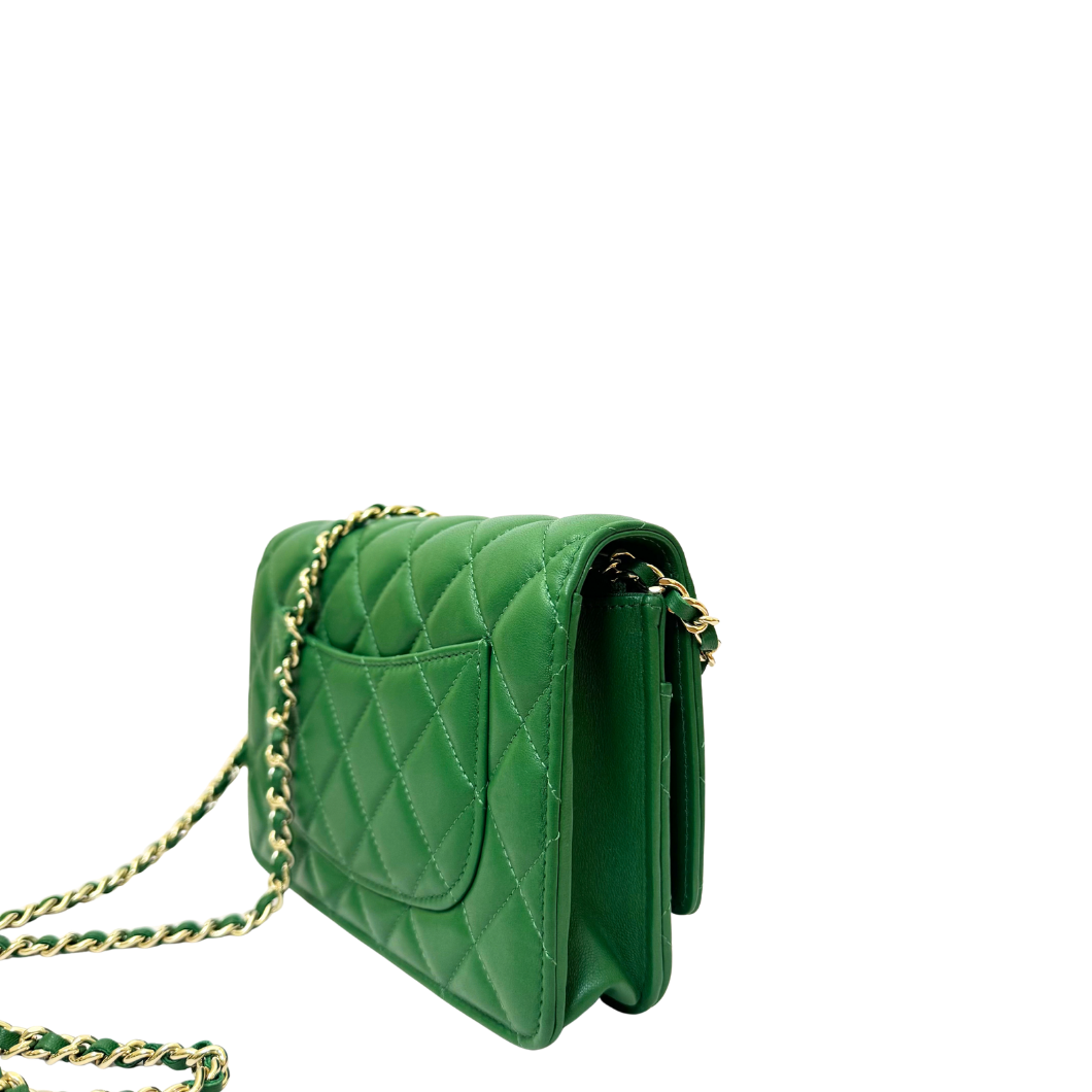 Chanel Wallet on Chain in Green Quilted Leather