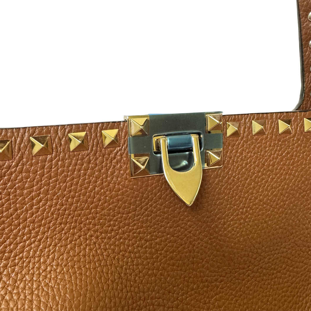 Valentino Garavani Rockstud Hobo Bag in Brown Leather