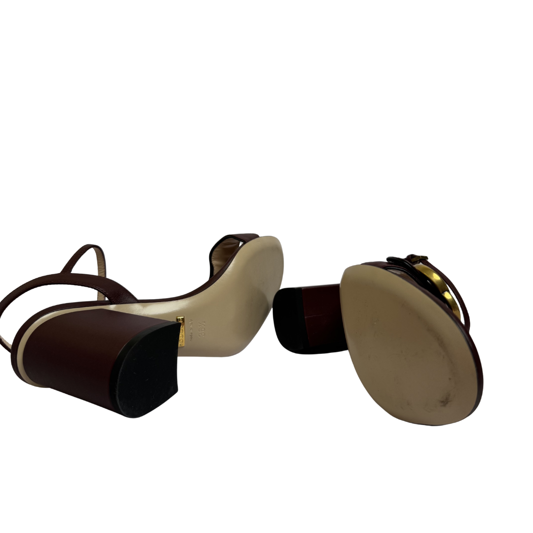 Gucci GG Marmont Leather Sandals in Burgundy - Size 36.5