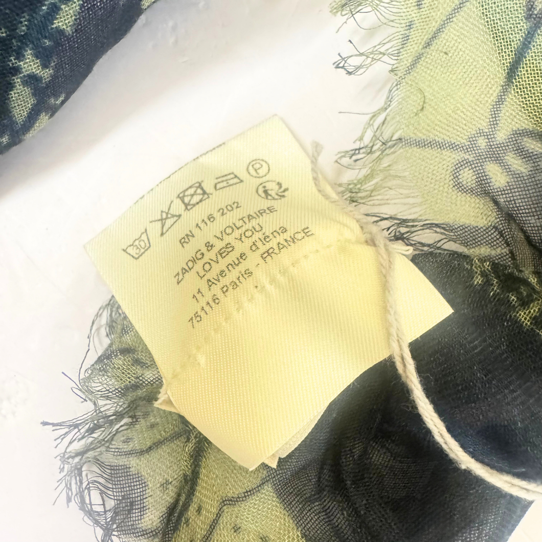 Zadig & Voltaire Kerry Flower Scarf in Khaki Green
