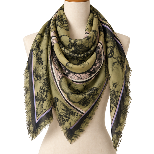 Zadig & Voltaire Kerry Flower Scarf in Khaki Green