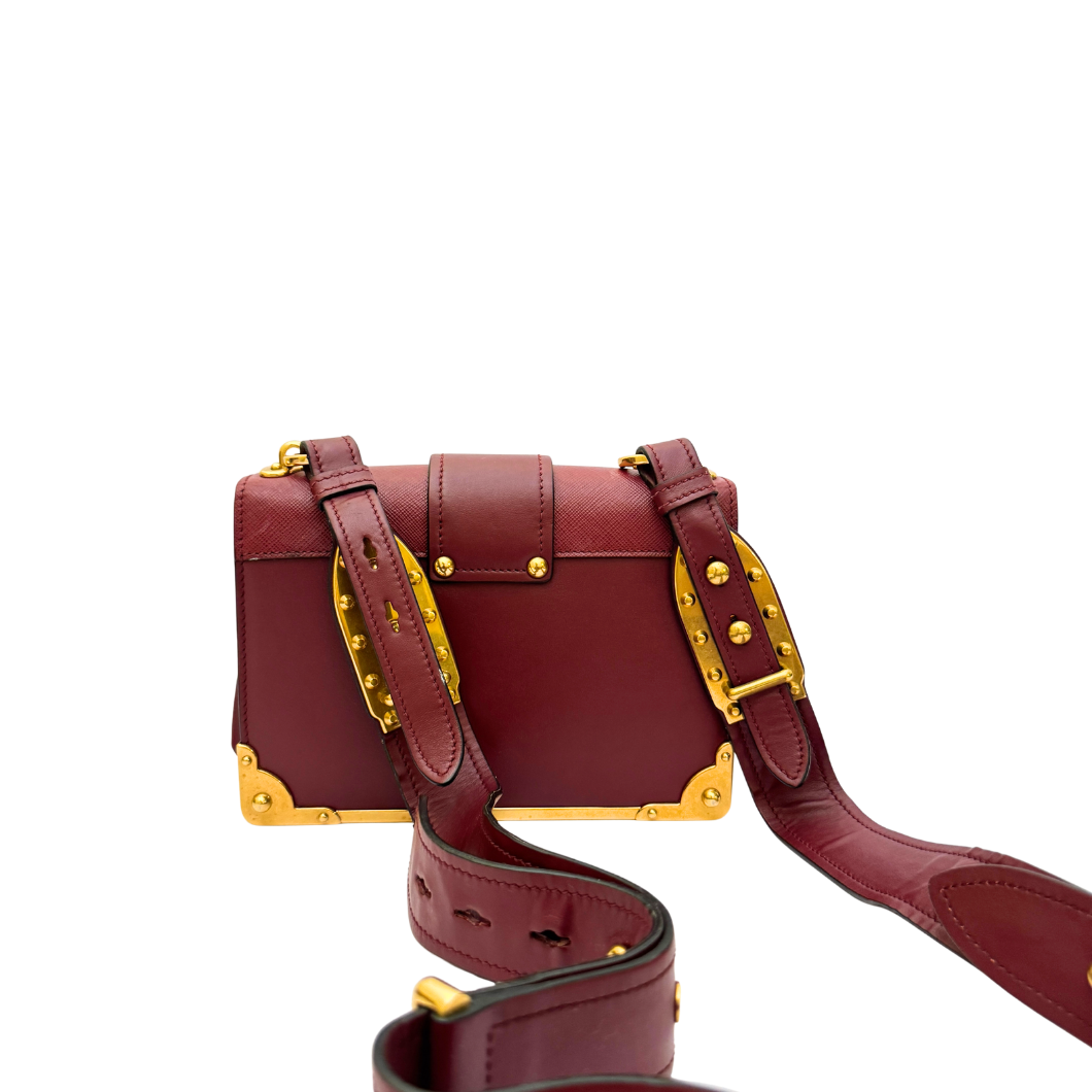 Prada Cahier Shoulder Bag in Burgundy Leather