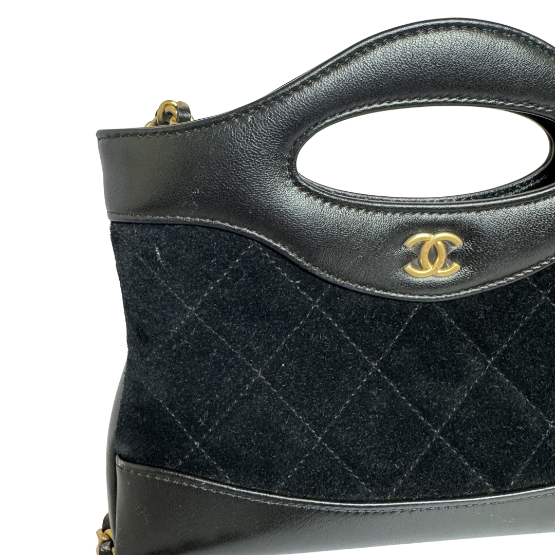 Chanel 31 Mini Shopping Bag in Black Velvet and Lambskin