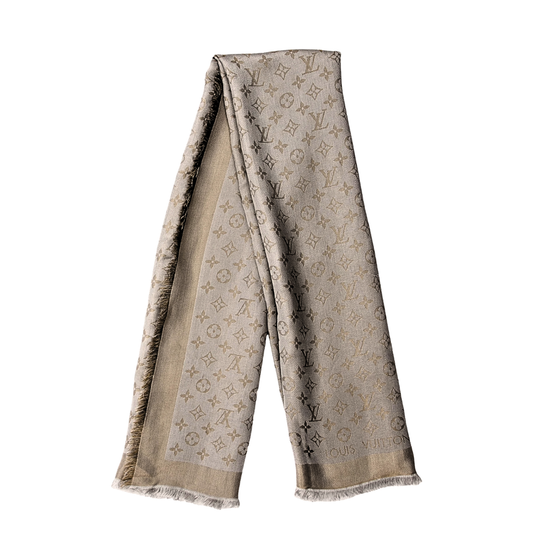 Louis Vuitton Monogram So Shine Shawl – Light Grey