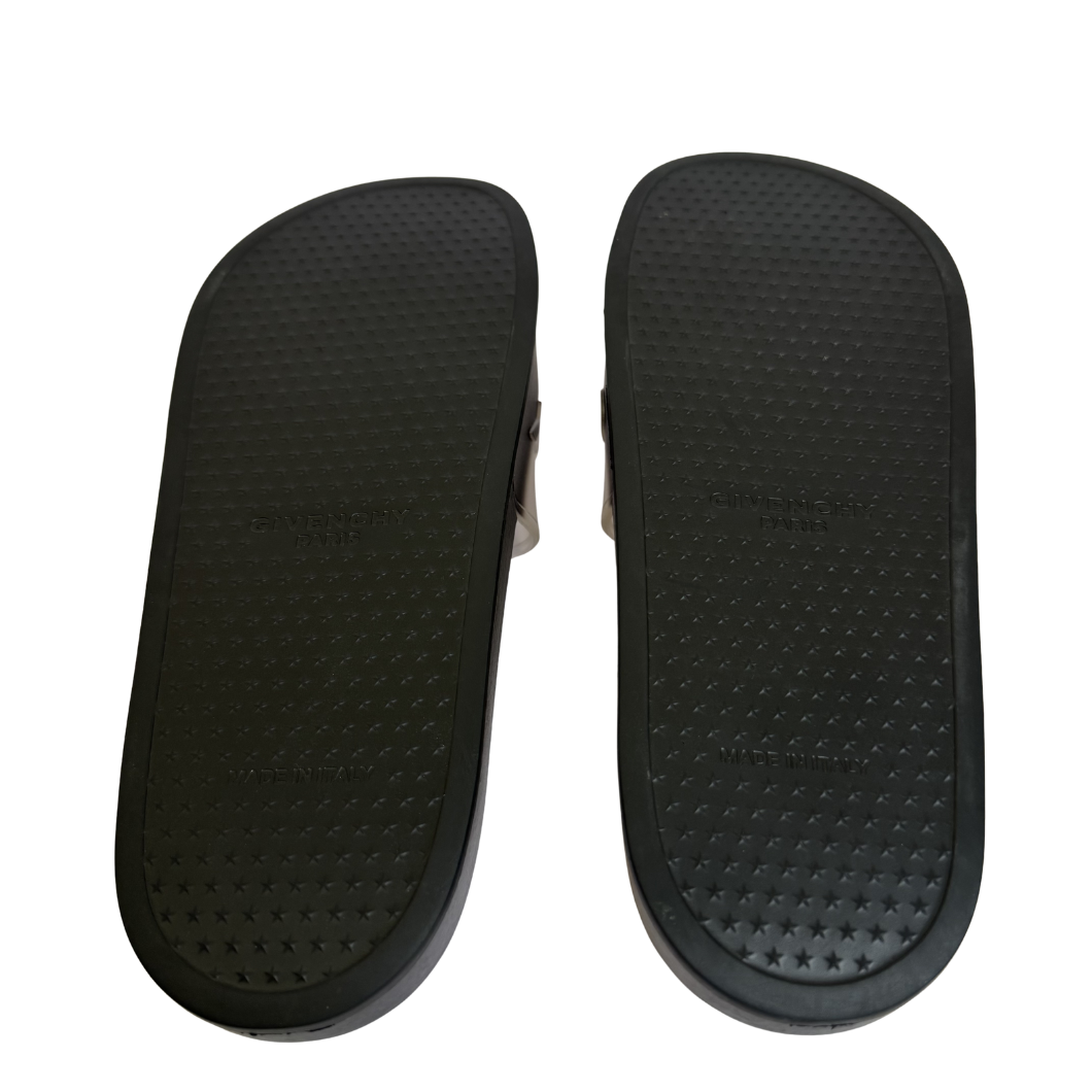 Givenchy Paris Logo Rubber Slides in Black – Size 41