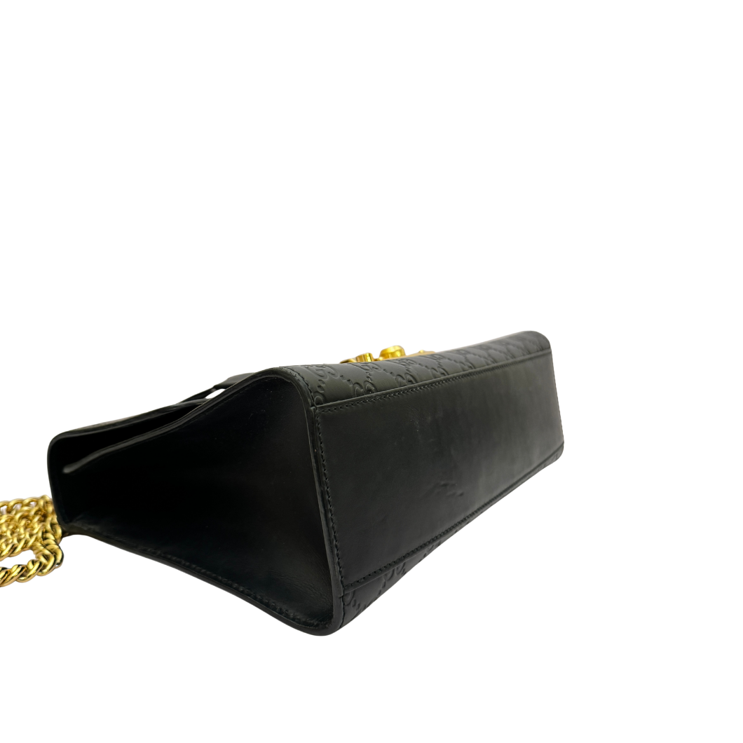 Gucci Padlock Large Shoulder Bag in Black Guccissima Leather