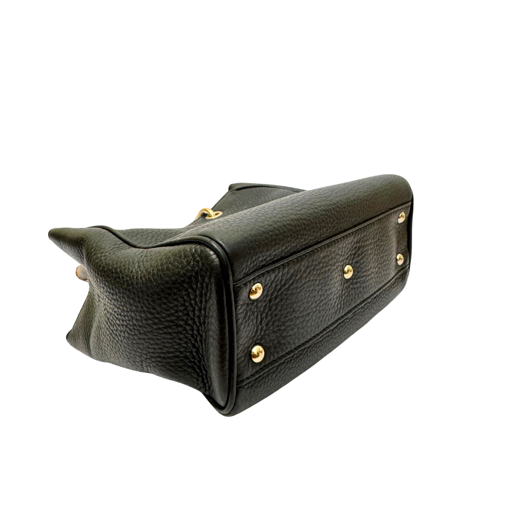 Gucci Bamboo Shopper in Black Pebbled Leather