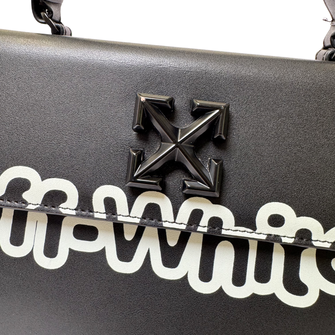 Off-White Jitney Bag in Black Calfskin Leather