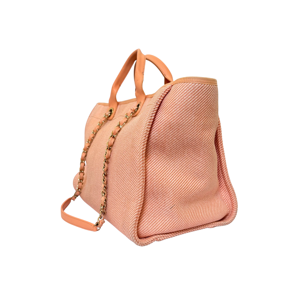 Chanel Deauville Large Tote in Peach Canvas