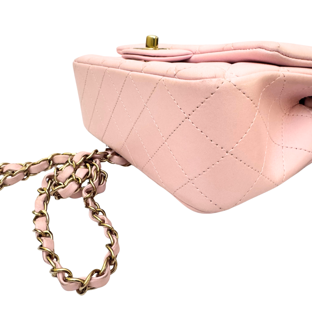 Chanel 21P Rose Dragée Mini Rectangular Flap Bag