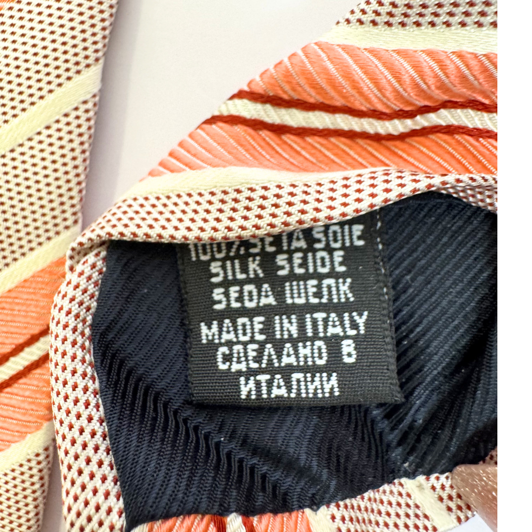 Hugo Boss Grey and Peach Silk Necktie