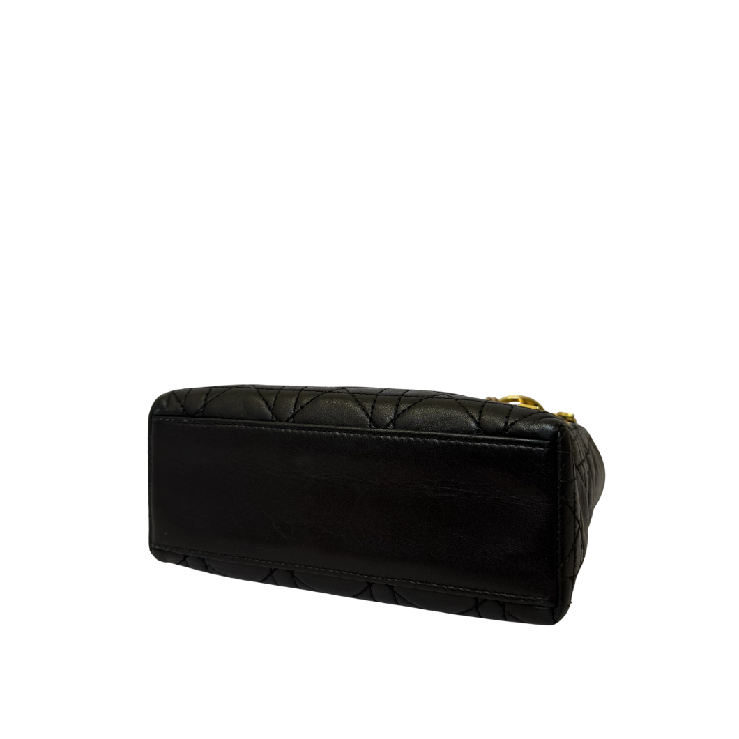 Christian Dior Mini Lady Dior Bag in Black with 24K Gold Hardware
