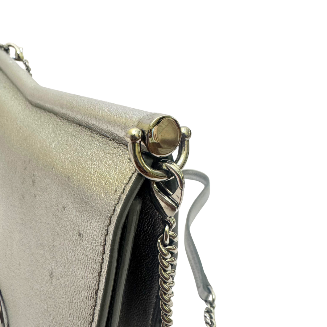 Jimmy Choo Sidney Crossbody Bag in Metallic Leather with CHOO Logo