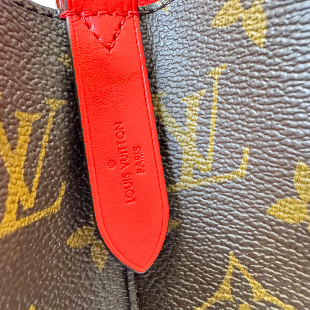 Louis Vuitton NéoNoé Bucket Bag in Monogram with Red