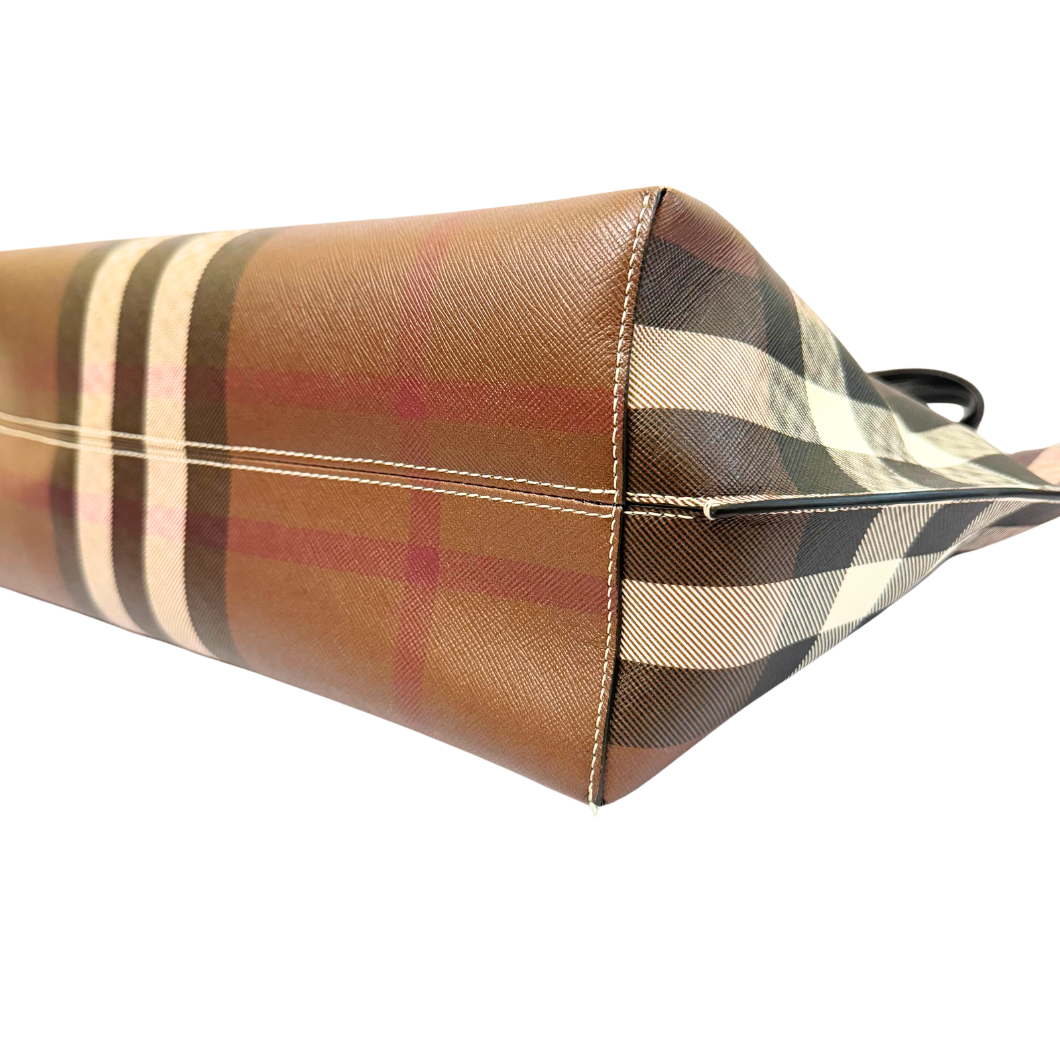 Burberry Medium Check Tote in Dark Birch Brown