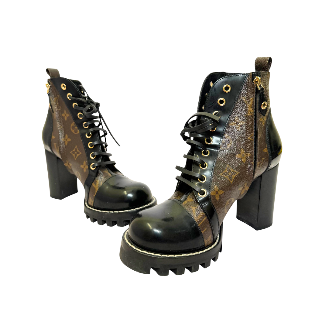 Louis Vuitton Star Trail Ankle Boots in Black Calfskin, Size 39