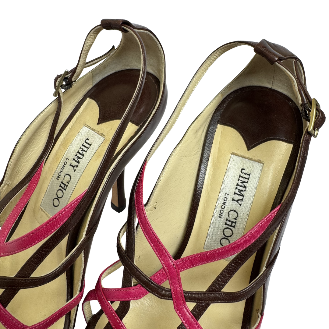 Jimmy Choo Esther Strappy Wrap Heels - Size 36.5