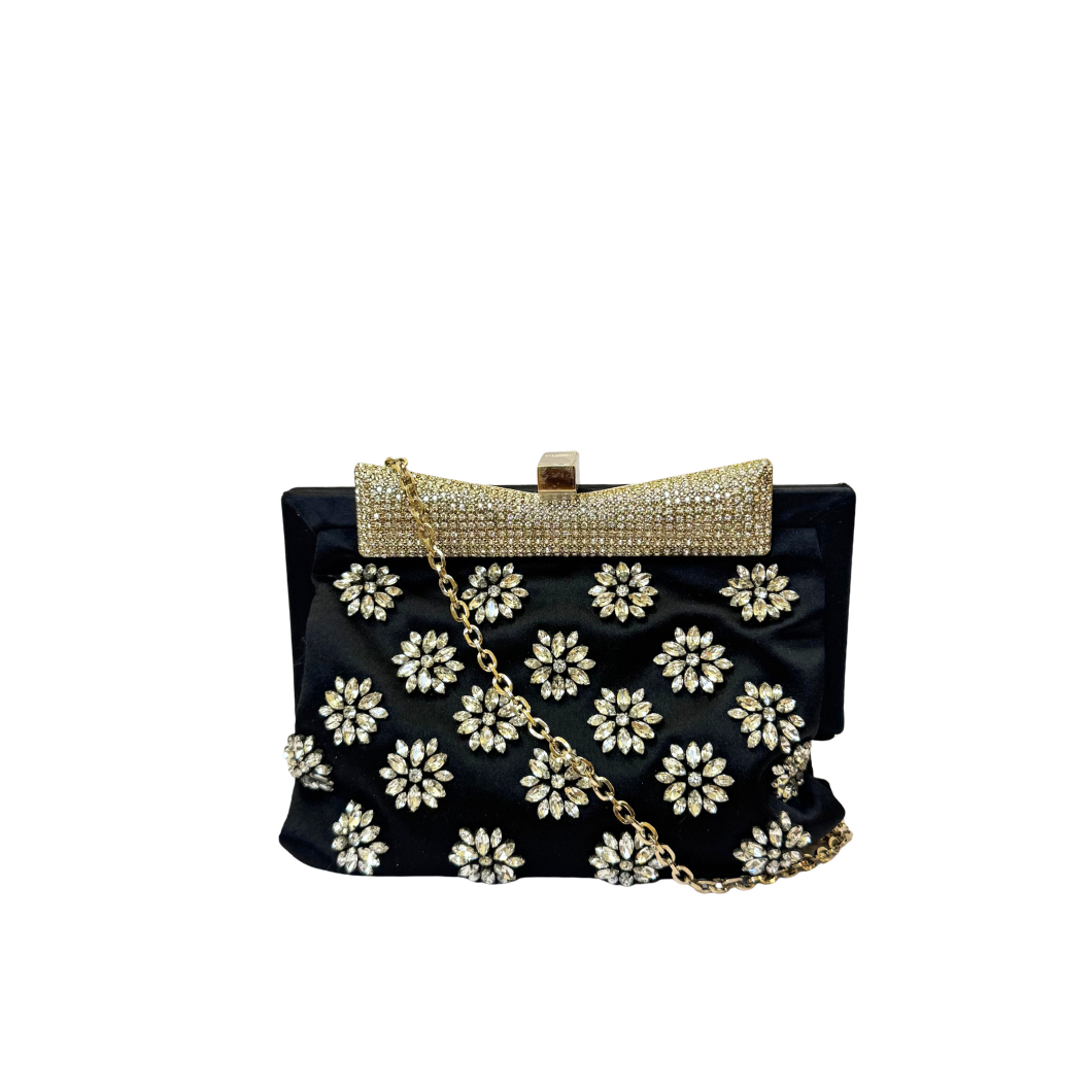 Valentino Garavani Crystal-Embellished Evening Clutch in Black