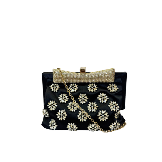 Valentino Garavani Crystal-Embellished Evening Clutch in Black