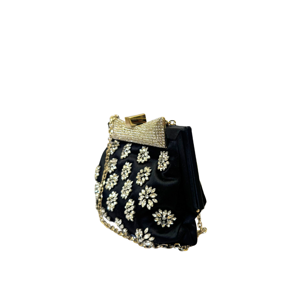 Valentino Garavani Crystal-Embellished Evening Clutch in Black