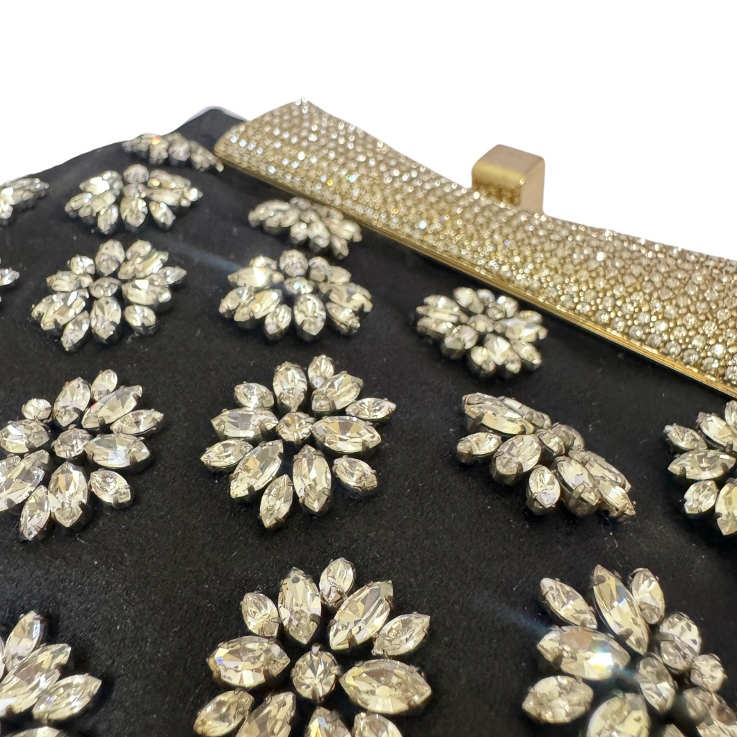Valentino Garavani Crystal-Embellished Evening Clutch in Black