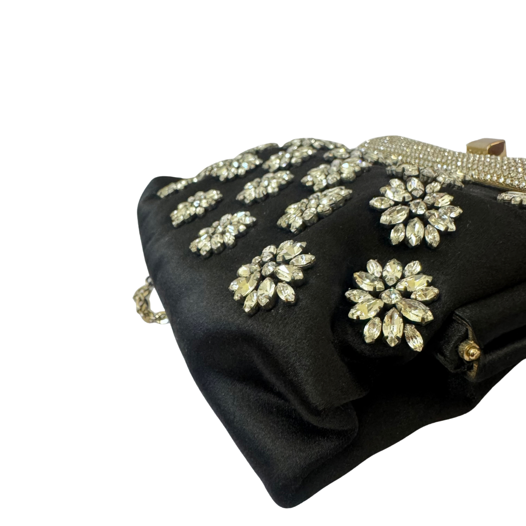 Valentino Garavani Crystal-Embellished Evening Clutch in Black